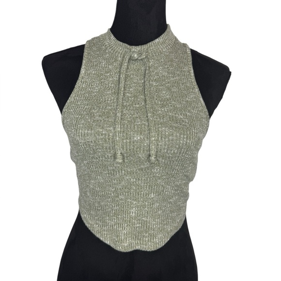 Gymshark Slounge Ribbed Crop Top Olive - Picture 3 of 7